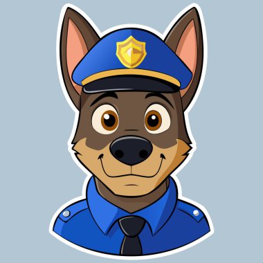 Ciddi Polis Köpek Çizgi Filmi Maskotu.