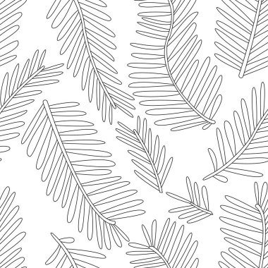 Botanik ve kusursuz bir desen. Bir dallar siyah ve beyaz desenler çiziyor. Basit, pürüzsüz bir iz bırakır. düzenlenebilir vuruş.
