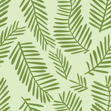 Botanik ve kusursuz bir desen. Yeşil dallar deseni. Yeşil basit ve pürüzsüz bir iz bırakır. düzenlenebilir vuruş.