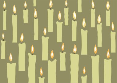 Arka planda bir sürü mum. Kilise mumları. Din ve Hristiyanlık. Bir dizi mum illüstrasyonu. Hatıra ya da dini geçmiş. Meditasyon.