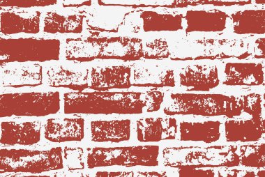 Tuğla duvar grunge dokusu. Külüstür tuğlalar. Yıllanmış tuğla duvar deseni. Kırmızı tuğla duvar illüstrasyonu.
