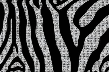 Zebra skin texture. Zebra black and white striped background with dots. Zebra luxury print. Black and white background. clipart