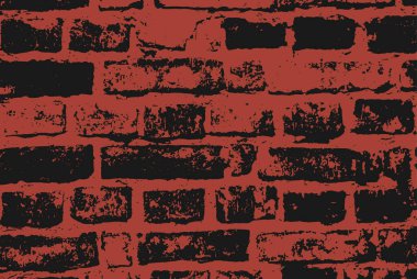 Tuğla duvar grunge dokusu. Külüstür tuğlalar. Yıllanmış tuğla duvar deseni. Kırmızı tuğla duvar çizimi. Kırmızı ve gri retro bayrak.
