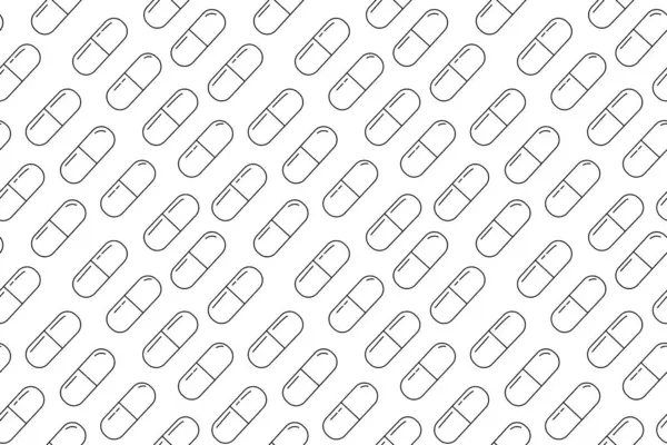 Tıbbî kapsüller kusursuz. Çapraz çizgilerle çizilmiş hapların tasviri. İlaç üretim hattı. Tıbbi haplar siyah beyaz arka plan.