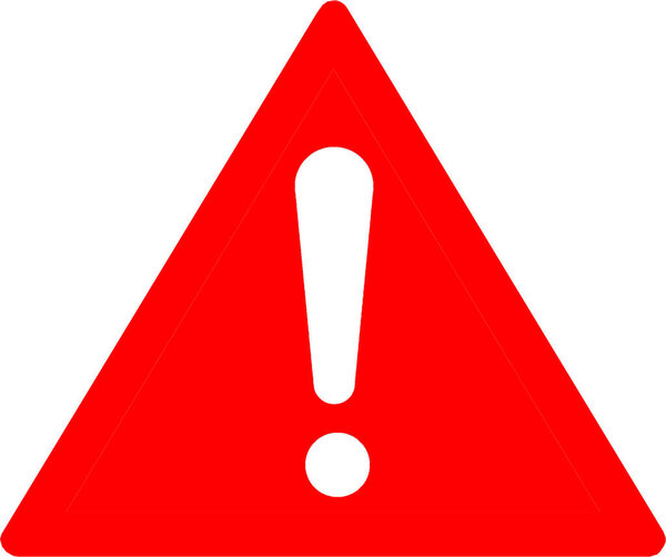 Предупреждающий знак опасности с восклицательным знаком, изолированным на белом фоне с контуром отсечения