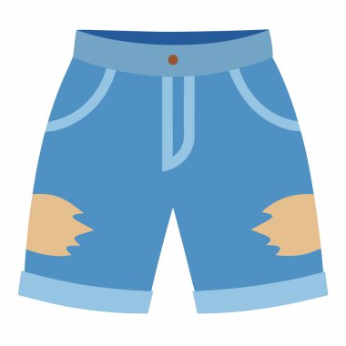 Denim Shorts vektör çizimi beyaz arkaplanda izole edildi