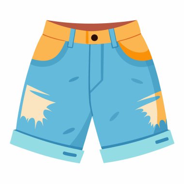 Denim Shorts vektör çizimi beyaz arkaplanda izole edildi