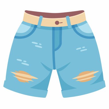 Denim Shorts vektör çizimi beyaz arkaplanda izole edildi