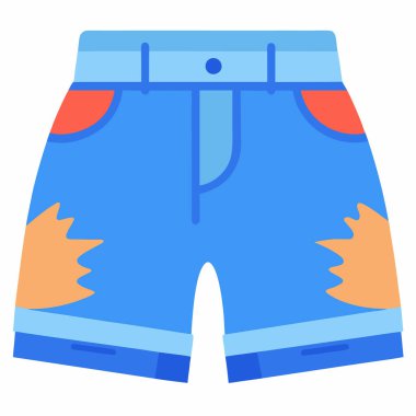 Denim Shorts vektör çizimi beyaz arkaplanda izole edildi