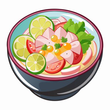 Ceviche vektör illüstrasyonu beyaz arkaplanda izole edildi