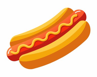 Hotdog vektör çizimi beyaz arkaplanda izole edildi