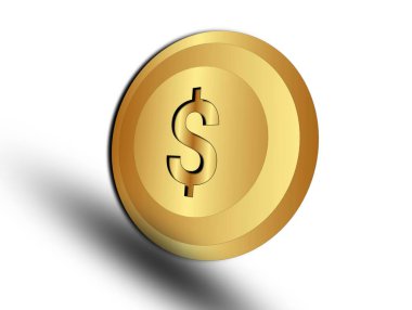 ABD Doları, Altın Parlak Amerikan Doları Parlak Altın Parıltı Arkaplanda Yuvarlak Sikkeler 3D Görüntü