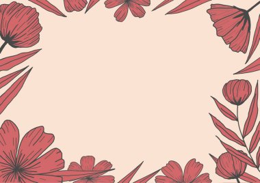 çerçeve ile çiçekler ve yapraklar izole simgesi