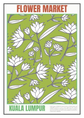 Sanat çiçeği pazarı posteri, Kuala Lumpur şehri, Malezya