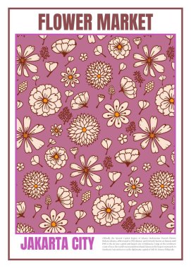 Sanat çiçek pazarı posteri, Jakarta şehri, Endonezya