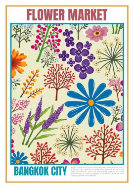 Sanat çiçek pazarı posteri, Bangkok, Tayland