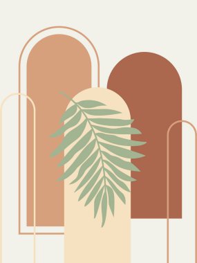 Soyut bir arkaplan posterinin Boho Minimalist vektör çizimi