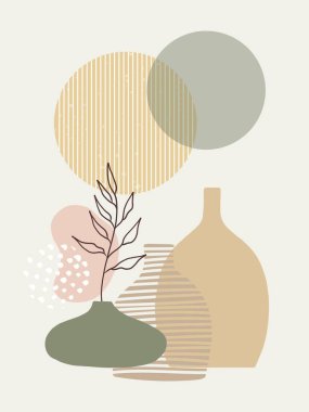 Boho minimalist vazo kap vektör illüstrasyon poster arka planı