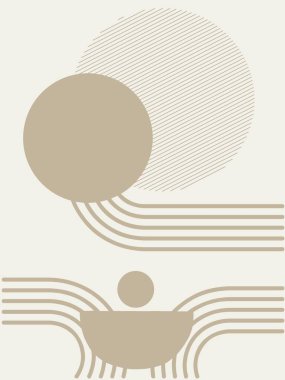 Nötr daire boho minimalist posterlerinin soyut tasarımı