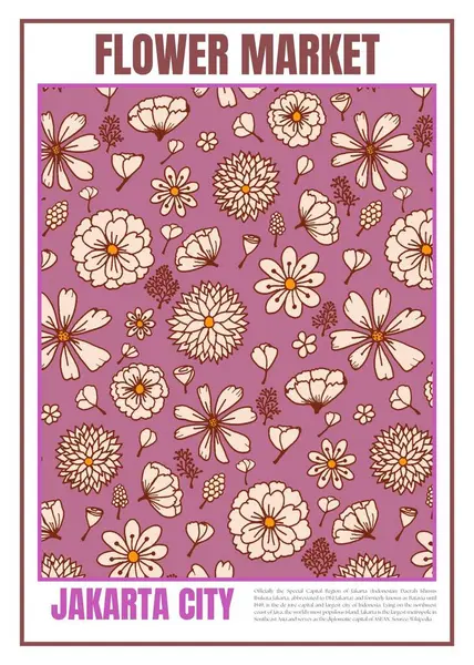 Sanat çiçek pazarı posteri, Jakarta şehri, Endonezya