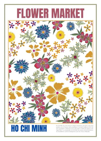Sanat çiçeği pazarı posteri, Ho Chi Minh şehri, Vietnam