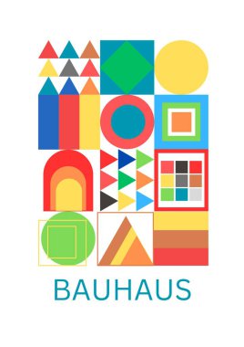 Bauhaus bina simgeleri izole edilmiş minimalist poster arkaplanı