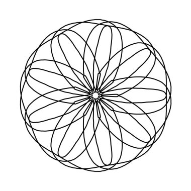 Siyah ana hatlı etnik element üzerine vektör mandala çiçeği