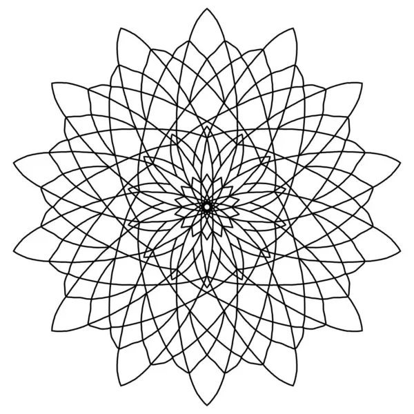 Siyah ana hatlı etnik element üzerine vektör mandala çiçeği