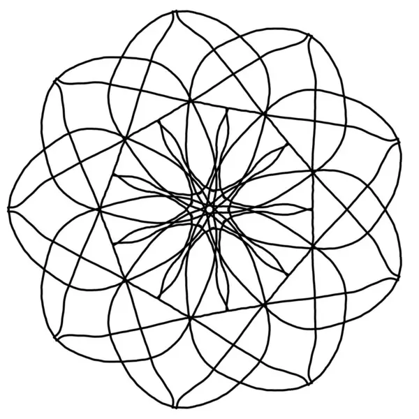 Siyah ana hatlı etnik element üzerine vektör mandala çiçeği