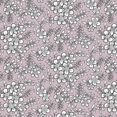 vektörsüz desen arkaplanı pembeyle, küçük beyaz çiçeklerle