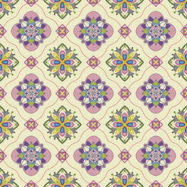 Bej arkaplan altında kusursuz mozaik çiçek deseni