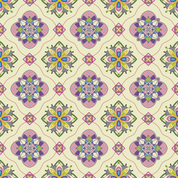 Bej arkaplan altında kusursuz mozaik çiçek deseni