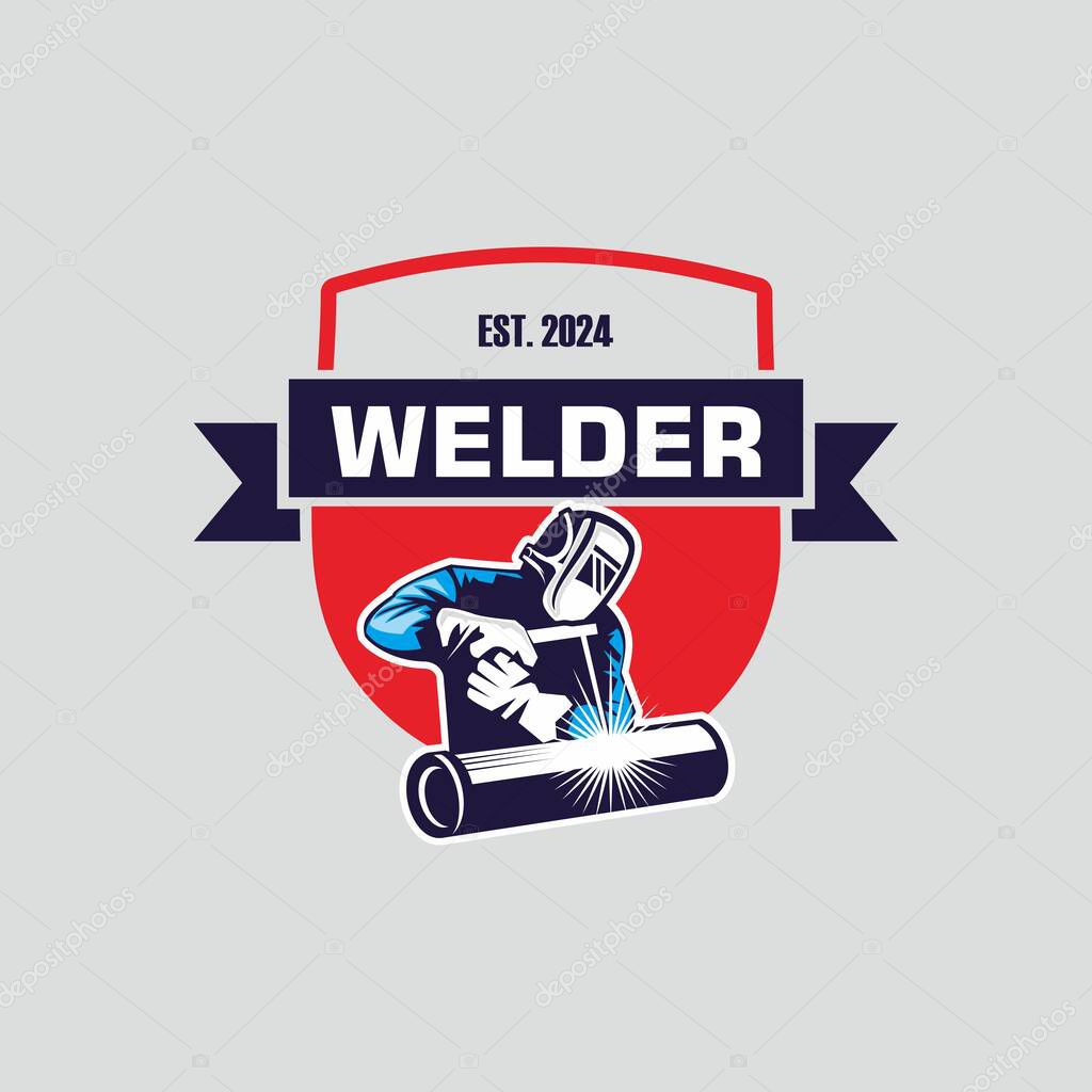 Welder with emblem logo , welder logo