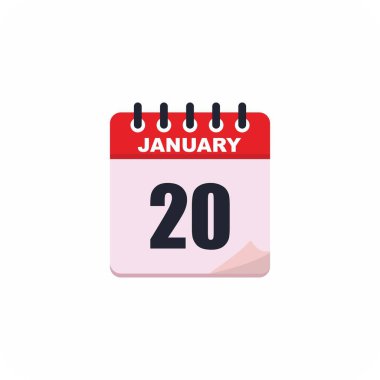 20 Ocak takvim simgesi. Ayın 20 'si. Vektör illüstrasyonu.