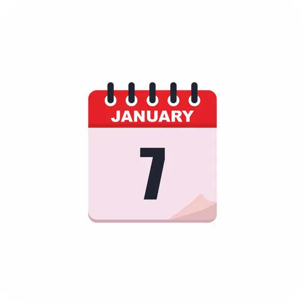7 Ocak takvim simgesi. Ayın yedinci günü. Vektör illüstrasyonu.