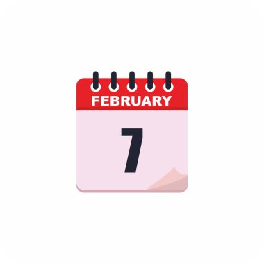 7 Şubat 'ın ikonu, ayın 7' si. Vektör illüstrasyonu.