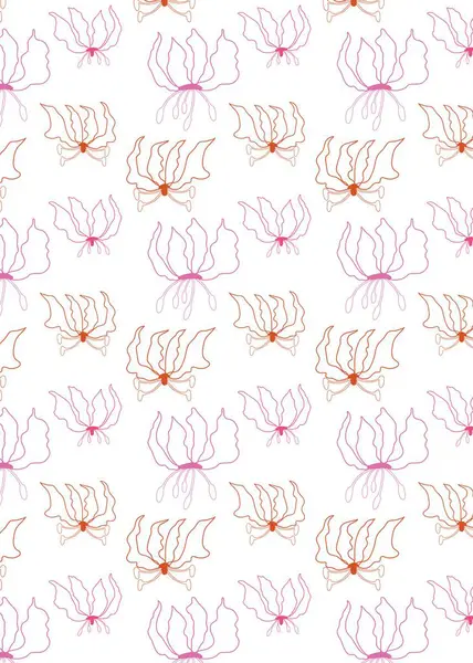 Egzotik Ateş Zambağı ile kusursuz desen. Zarif botanik çiçekleri ve çizgi çizgisi tarzında tropik çiçek deseni. Moda baskısı, kumaş, ev dekorasyonu, ambalaj kağıdı için vektör çizimi