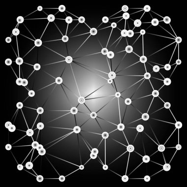 Küre, çizgiler ve noktalar desen soyut arkaplan ile bağlantılı. Dijital 3D fütüristik teknoloji konsepti duvar kağıdı. Vektör illüstrasyonu EPS 10 'da kaydedildi ve tamamen düzenlenebilir.