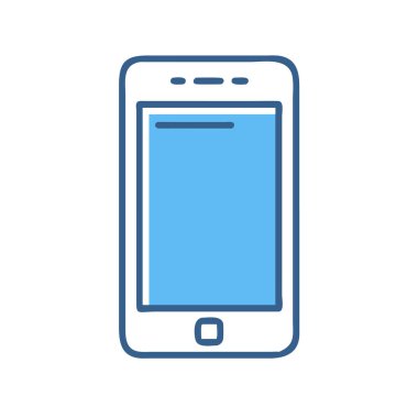Basit ve temiz bir şekilde renkli çizgi grafikleriyle akıllı telefonun basit bir vektör çizimi. düz simge illüstrasyonu.