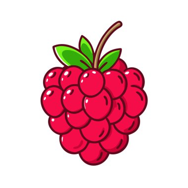 Basit çizgi film stili parlak kırmızı böğürtlen vektör resimleme düz simgesi