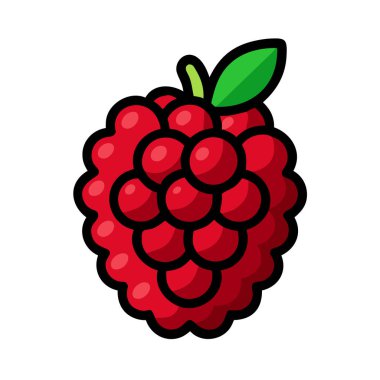 Basit çizgi film stili parlak kırmızı böğürtlen vektör resimleme düz simgesi