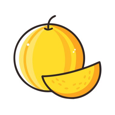 Basit çizgi film stili gevrek sarı kavun vektör resimleme düz simgesi