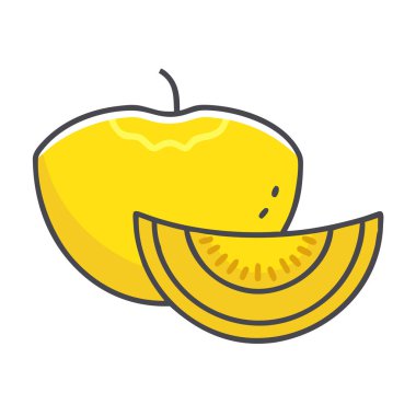 Basit çizgi film stili gevrek sarı kavun vektör resimleme düz simgesi