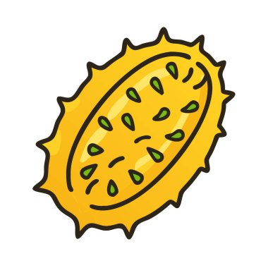 Basit çizgi film stili gevrek sarı boynuzlu karpuz vektör çizimi düz simge