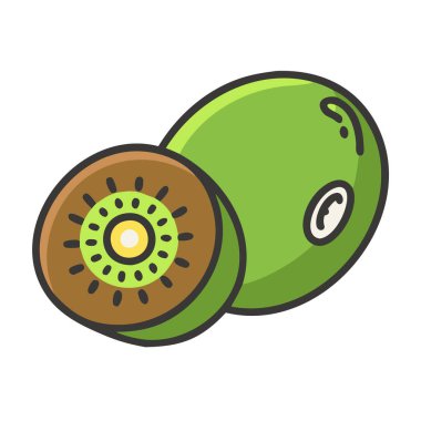 Basit çizgi film stili egzotik yeşil kivi vektör resimleme düz simgesi