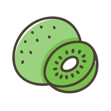 Basit çizgi film stili egzotik yeşil kivi vektör resimleme düz simgesi