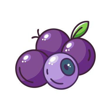 Basit çizgi film stili taze mor jabuticaba vektör resimleme düz simgesi