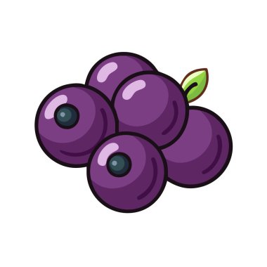 Basit çizgi film stili taze mor jabuticaba vektör resimleme düz simgesi