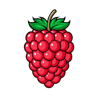 Basit çizgi film tarzı taze kırmızı ahududu vektör çizimi düz simge