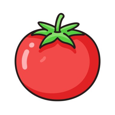 Basit çizgi film tarzı taze kırmızı domates vektör çizimi düz simge